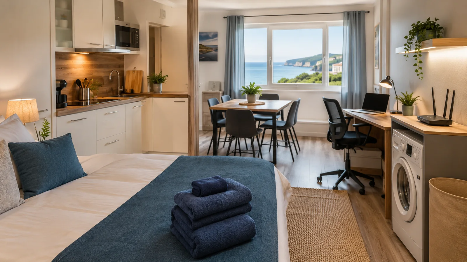 Location meublée équipée avec lit, cuisine, Wi-Fi, lave-linge et serviettes près de Penly